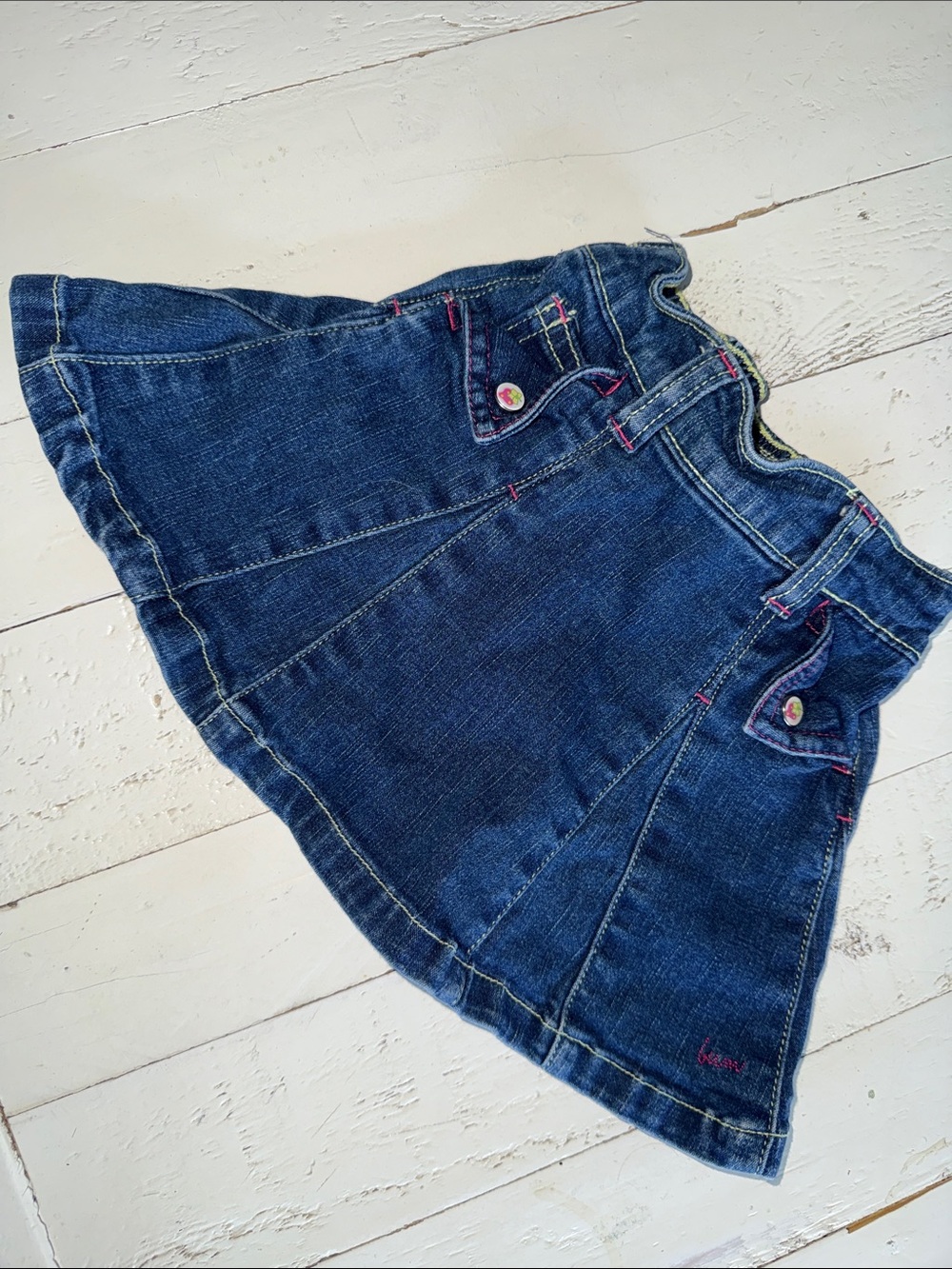 3M vintage Bum Girls' Dark Blue Denim Skirt  with pockets